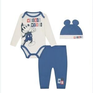 Disney Mickey Mouse Blue and White Baby 3 Piece Set